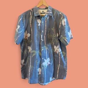 Men's Vissla Floral/Bamboo SS Button Down Hawaiian Shirt-Size‎ XL (see details)